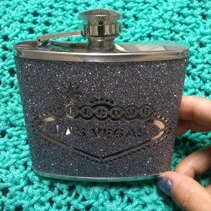Welcome Las Vegas Glitter Stainless 5oz Flask